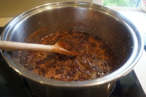 Stirring the burnt fig Jam