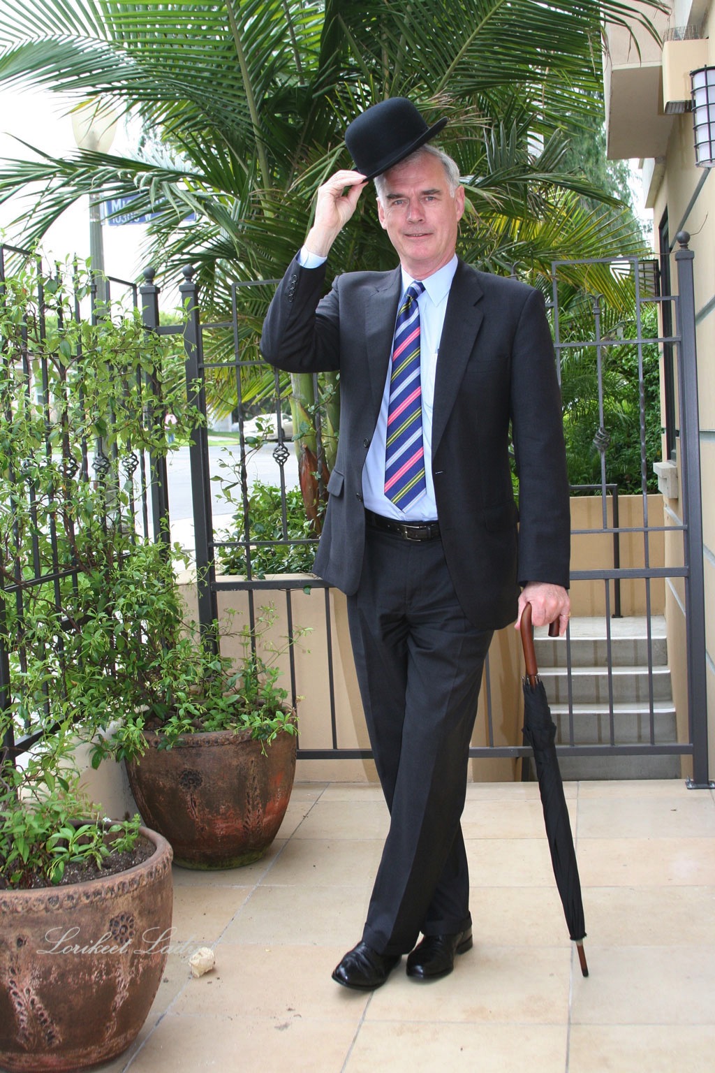 Andrew with umbrella in LA