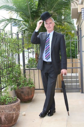 Andrew with umbrella in LA